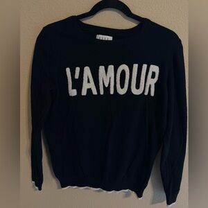 Elle Black Crewneck Sweater with White L'AMOUR